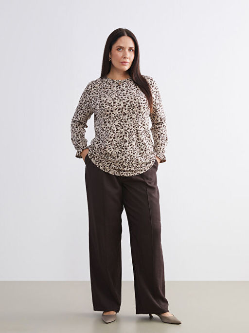 B?y?k Beden Modal Kar???ml? Kad?n Pantolon