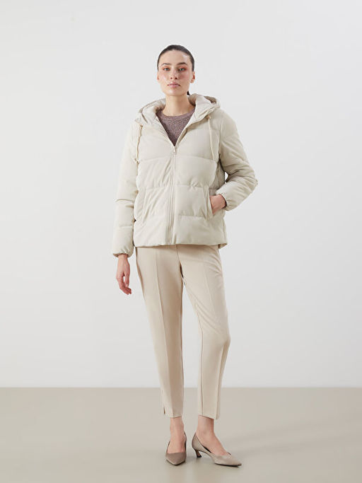 Kap??onlu Kad?n Deri G?r?n?ml? Mont