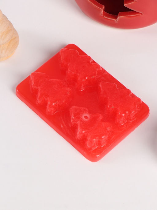 Набор: аромалампа для эфирных масел, мелтсы из воска ароматические Ёлочка, красная, 7.5?7.5?8 см