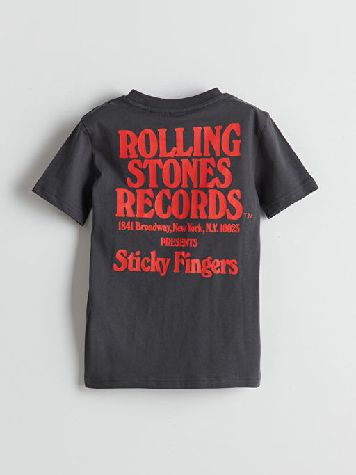 Bisiklet Yaka Rolling Stones Bask?l? Erkek ?ocuk Ti??rt