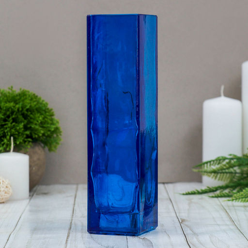 Ваза «Подснежники на синем», 320 мл, 21×5.5×5.5 см, стекло