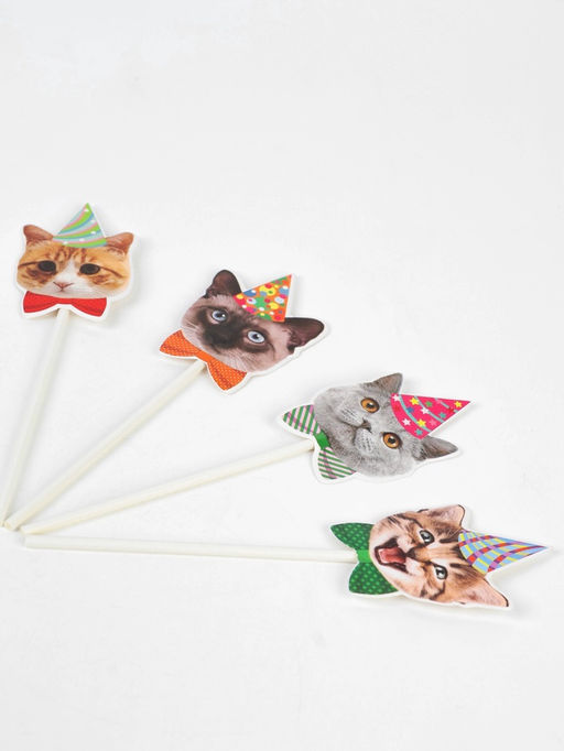 Цена за 2 шт. Топперы, Котики, Ассорти, 14 см, 6 шт.