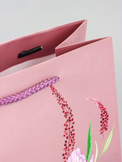 Цена за 2 шт. Пакет подарочный ламинированный вертикальный Цветочный узор, 18?22.3?10 см