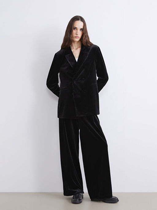 Geni? Pa?a Kad?n Kadife Pantolon