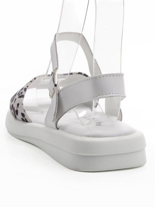 08-PEXL225-1 WHITE/LEOPARD Босоножки женские (натуральная кожа, натуральная замша)