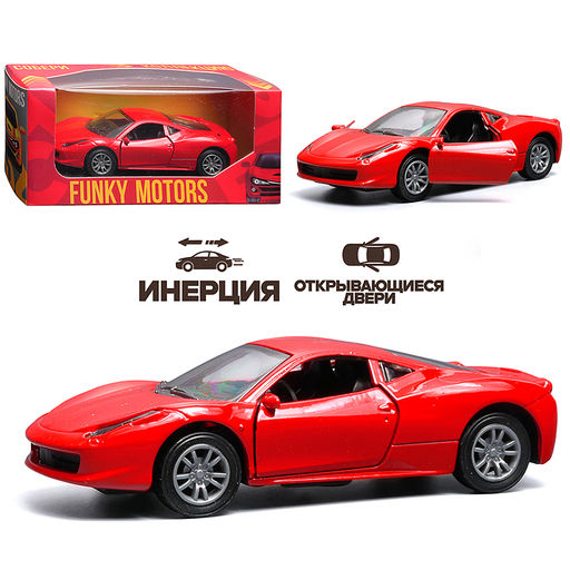 Красная инерционная машинка вид J die-cast , 1:32
