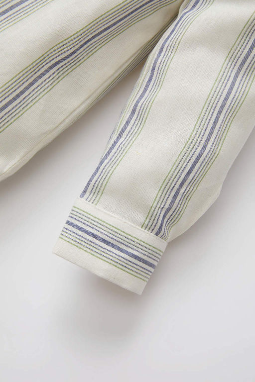 Полосатая рубашка с длинными рукавами для маленьких мальчиков - Defacto фото 3