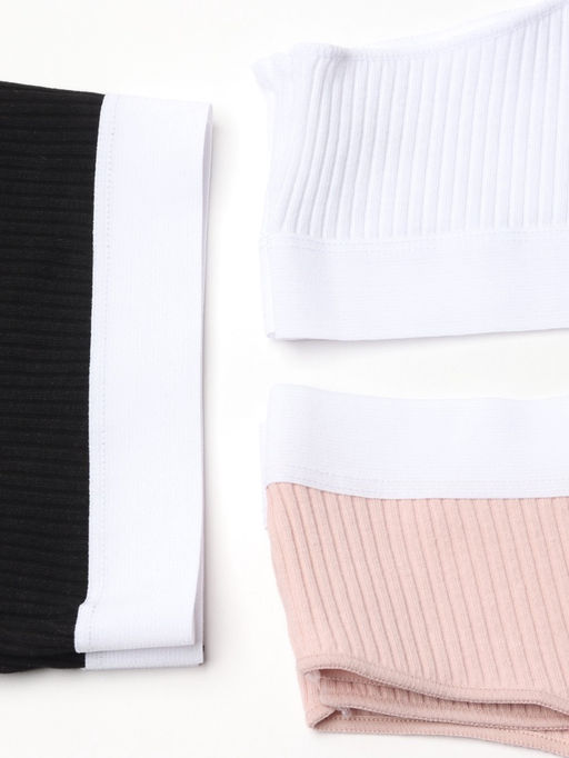 Трусы женские бразильяно MINAKU рубчик, набор 3 шт., размер 48-50, белые, бежевые, чёрные