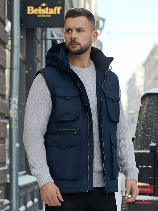 Куртка - жилетка трансформер 2 в 1 мужская зимняя темно-синего цвета 2409TS - Mtforce фото 36