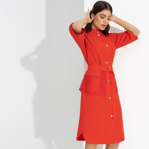 Платье-рубашка Изящный облик (пламенный поцелуй, с баской) - Charutti фото 6