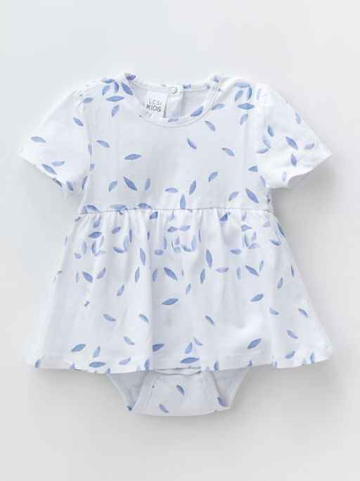Боди платье для девочки с коротким рукавом, белый - Lesi kids фото 18