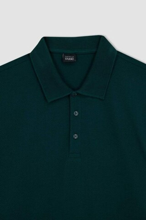 Базовая хлопковая футболка с короткими рукавами и воротником-поло Slim Fit - Defacto фото 8