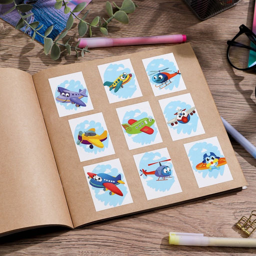 Цена за 10 шт. Наклейки детские бумажные «Самолетики», c раскраской на обороте, 10 х 14 см