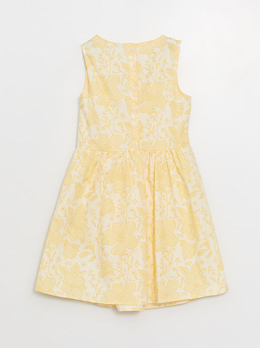 Bisiklet Yaka ?i?ekli K?z ?ocuk Elbise