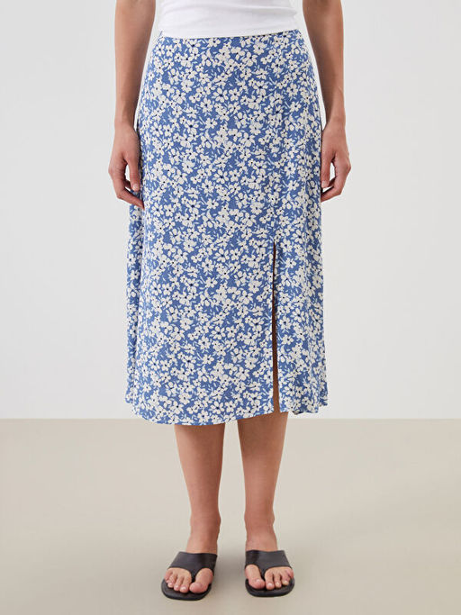 Beli Lastikli ?i?ekli Y?rtma?l? Etek