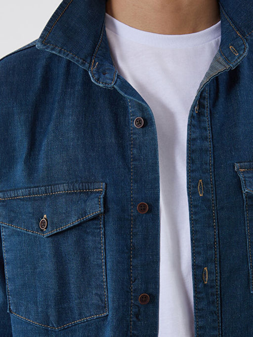 Regular Fit Uzun Kollu Erkek Jean G?mlek