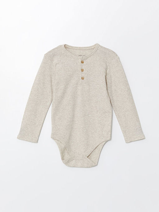 Bisiklet Yaka Uzun Kollu Basic Erkek Bebek ??t??tl? Bodysuit