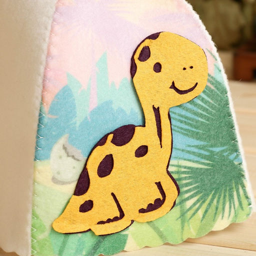 Шапка для бани детская с аппликацией динозавра Лео, войлок - Simaland фото 3