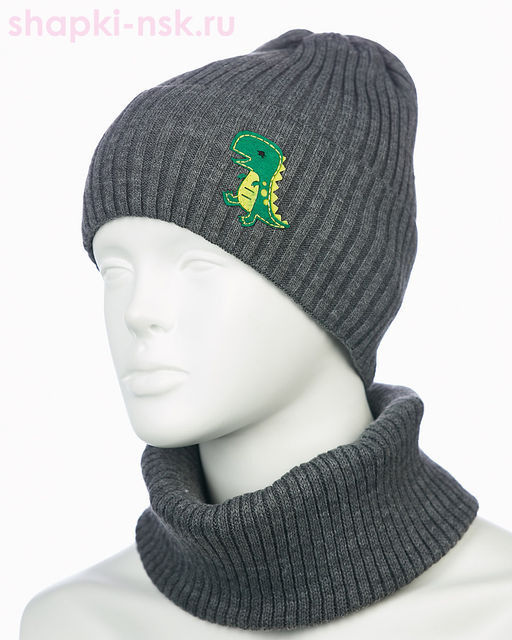 17-40-L Комплект для мальчика флис (колпак+снуд) (48-50)