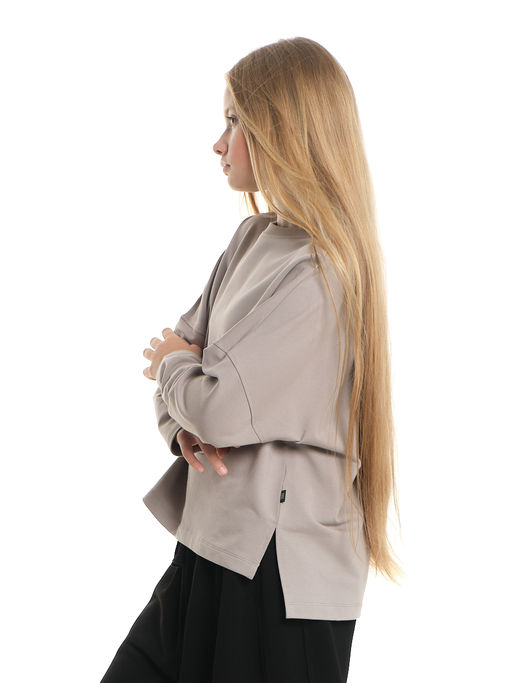 Свитшот для девочки однотонный 22-7685 серый - Mini maxi фото 3