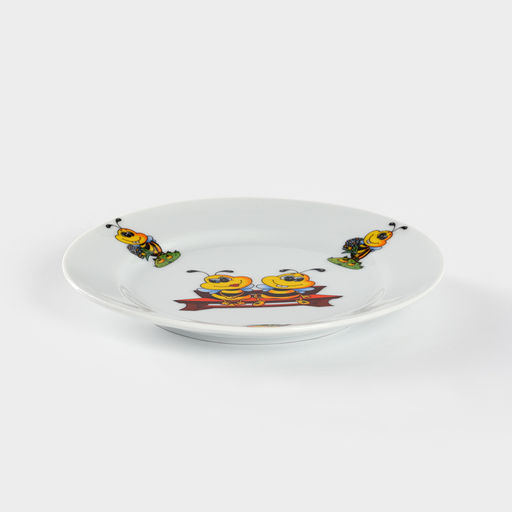 Тарелка детская Добрушский завод «Пчёлы», d=17 см, фарфор, белая, рисунок МИКС