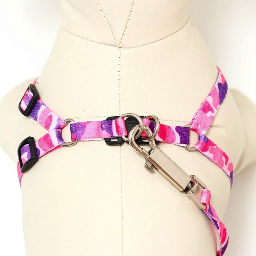 Комплект Камуфляж, капрон, поводок 120 х 1 см, ОГ 21-35 см, розово-фиолетовый - Пижон фото 4