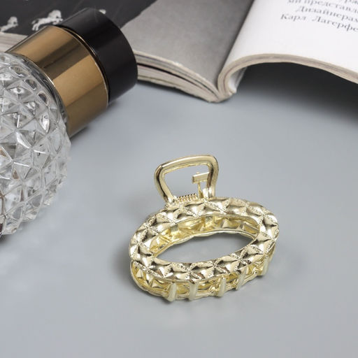 Цена за 6 шт. Крабик для волос Карэн, овал, 4 см, золото