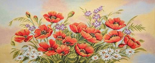 Букет алые маки - гобеленовая картина 50х115 см - Гобеленглавснаб фото 2