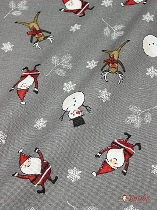 Рогожка Новогодний переполох цв.серый, СОРТ2, ш.1.5м, хлопок-100%, 165гр/м.кв