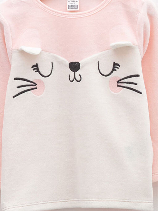 Bisiklet Yaka Uzun Kollu Bask?l? Kadife K?z Bebek Pijama Tak?m? - Waikiki фото 3