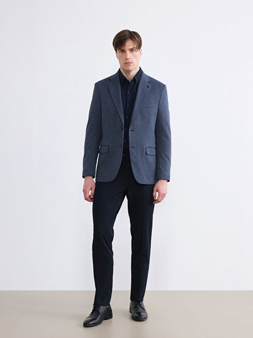 Slim Fit Klapa Yaka Desenli Erkek Blazer Ceket