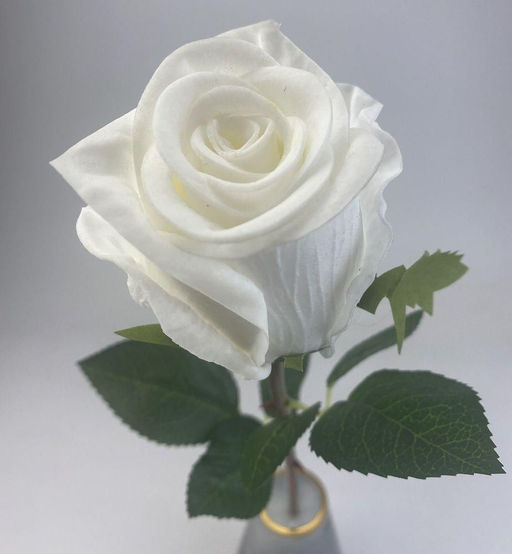 Роза силиконовая ароматизированная 55см, цвет белый - Aopen фото 5