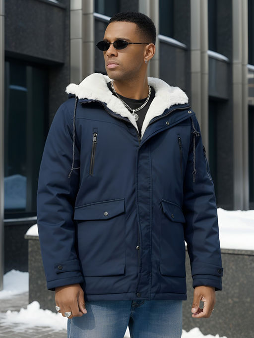 Парка зимняя с мехом темно-синего цвета до минус  -30° - Mtforce фото 20