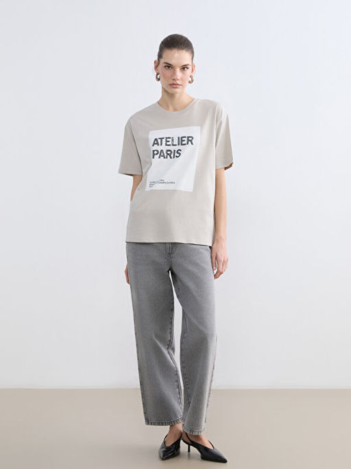 Paris Bask?l? Oversize Kad?n Ti??rt