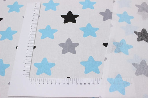 Поплин Пряничные звезды черно-серо-бирюзовые , СОРТ2, ш.1.5м, хлопок-100%, 115гр/м.кв - Купава фото 3