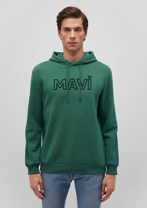 Mavi Logo Bask?l? Kapusonlu Yesil Sweatshirt  фото 3