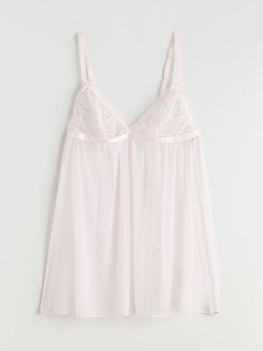 V Yaka Puantiyeli Ask?l? Kad?n Fantezi Gecelik