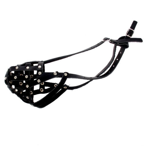 Намордник кожаный сетчатый с перемычкой №2,доберман,(длина по носу 9,5см, обхват морды 28см), 161347 - Пижон фото 2