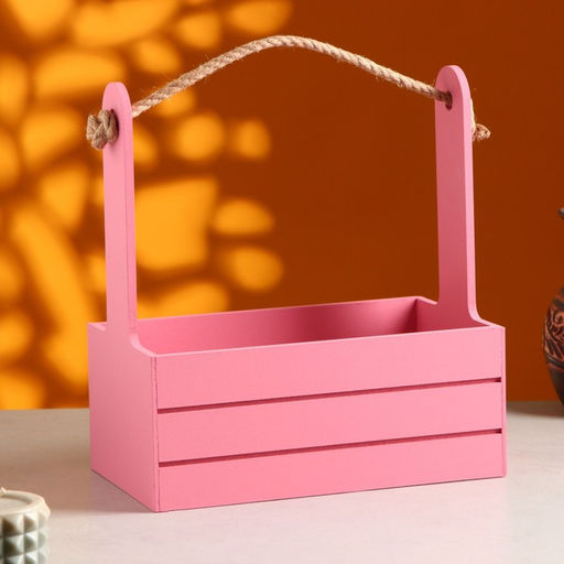 Подарочный ящик «Аром», 25.5×15×30 см, деревянный, ручка - канат, розовый