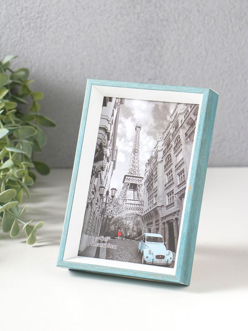 Фоторамка для фото 10×15 см «Данте», пластик, голубая лагуна, 16×10.8×2.5 см