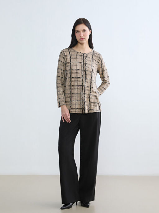 Bisiklet Yaka Desenli Bluz