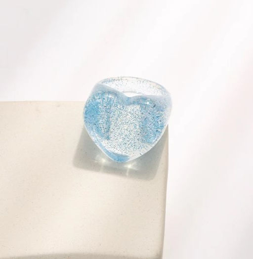 Кольцо акриловое GIRLY "Blue heart", blue (d=1,7 см)