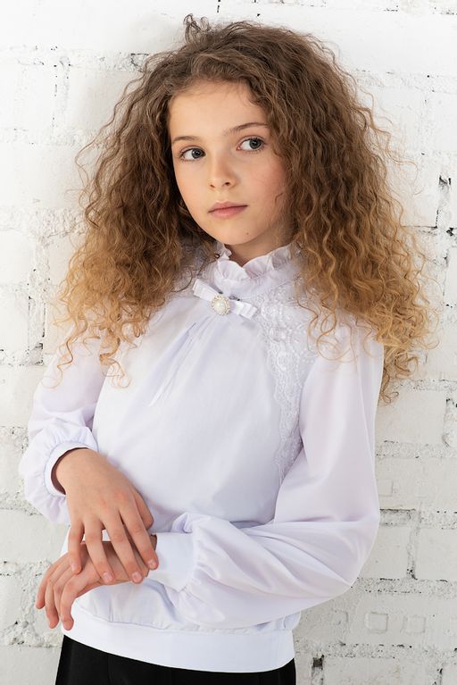 Белая школьная блуза Mooriposh, модель 06131  фото 2