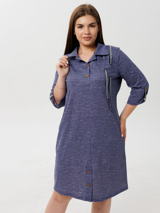 Платье женское П-127 (кулирка) Синий лён