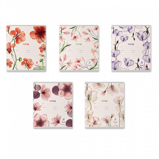 Цена за 10 шт. Тетрадь школьная ученическая ErichKrause Mystic Flowers, 24 листа, линейка (в плёнке по 10 шт.)_MIX-PACK  фото 2