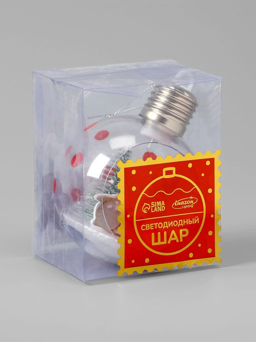 Ёлочный шар Пятнистый оленёнок, d=8 см, 1 LED, от батареек, свечение тёплое белое - Luazon lighting фото 12