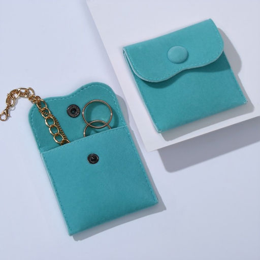 Цена за 10 шт. Конвертик для украшений бархатный, 7*7см, цвет тиффани - Simaland фото 3