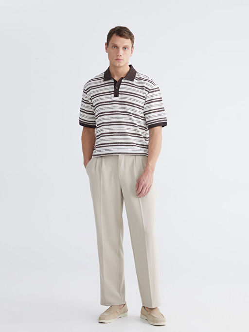 Polo Yaka ?izgili Penye Erkek Ti??rt