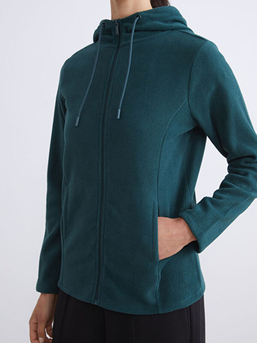 Kap??onlu Polar Kad?n Fermuarl? Sweatshirt