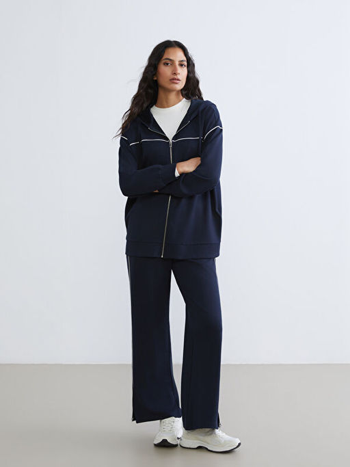 Kap??onlu Oversize Kad?n Fermuarl? Sweatshirt